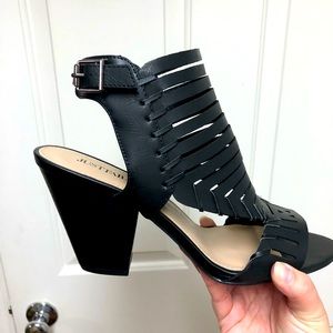 Black Gladiator Heels Zipper Closure 2 inch heel